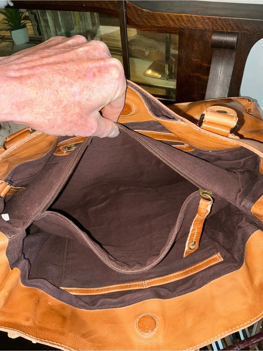 NWT Bed Stu Rockaway Shoulder Bag Crossbody Work School Tote Tan Rustic $345 - Picture 12 of 16